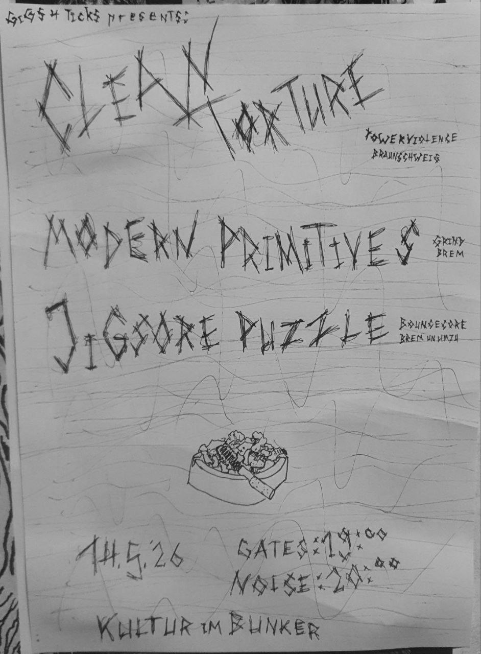 14.05.2026<br>Clean Torture + Modern Primitives + Jigsore Puzzle